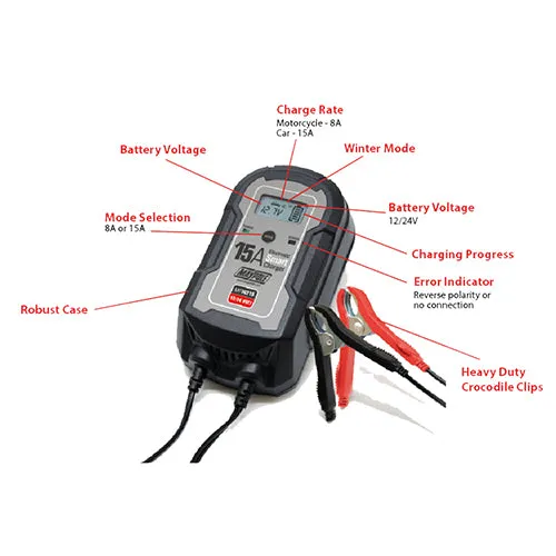 12/24V 15A Electronic Smart Charger