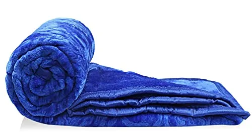 ARIVETS 500 TC Winter | Mild-Winter Solid | Floral Super Soft Warm Mink Single Bed Ac Bed Blankets for Winter, Lightweight Ac Kambal (Blue, Single - 85x56 Inch)