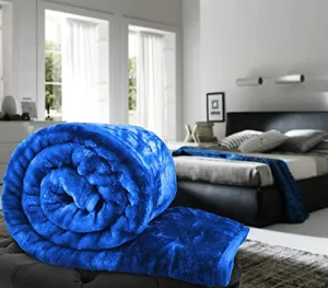 ARIVETS 500 TC Winter | Mild-Winter Solid | Floral Super Soft Warm Mink Single Bed Ac Bed Blankets for Winter, Lightweight Ac Kambal (Blue, Single - 85x56 Inch)