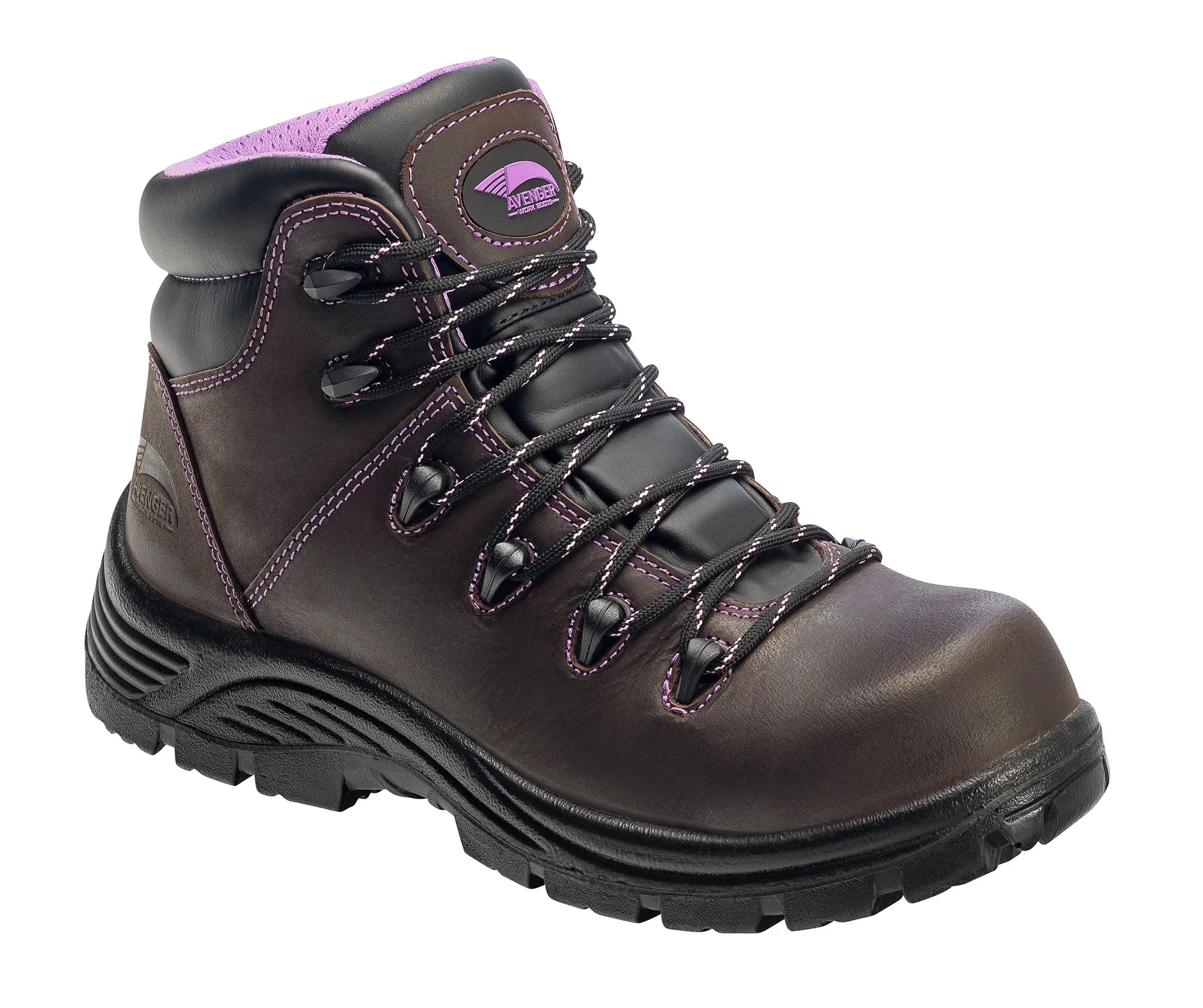 Avenger Womens Framer Mid Brown Leather Work Boots