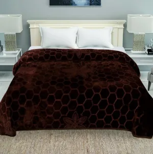 COMFORT PLANET 500 TC Velvet Floral Embossed Super Soft for Winter Heavy Single Bed Mink Blanket (Brown, Single Bed - 85x60 Inch)