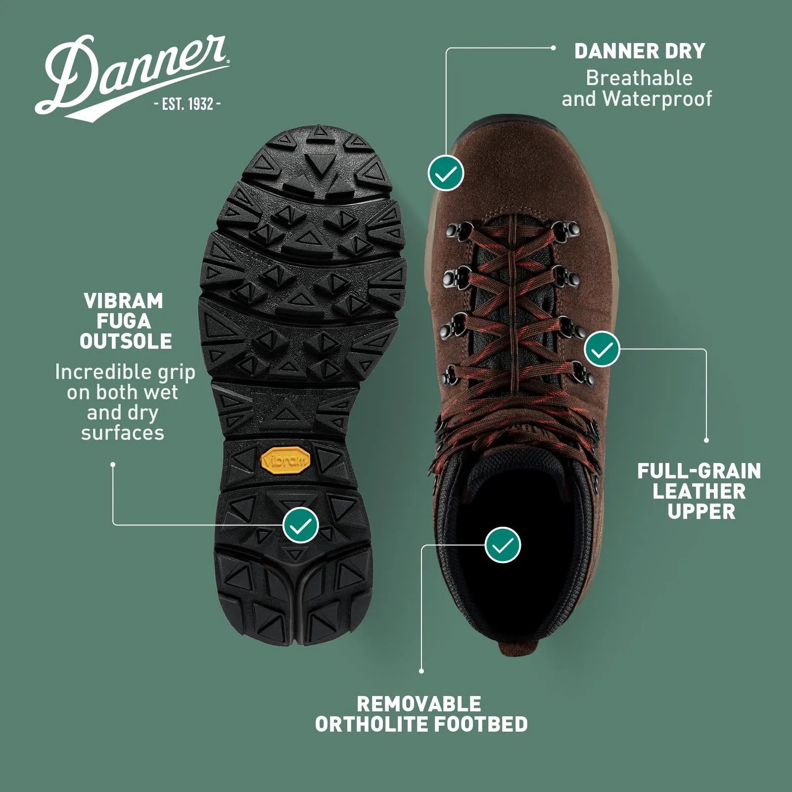 Danner Mountain 600 Hiking Boots for Women Density Footbed & Vibram Traction Outsole, Java/Bossa Nova