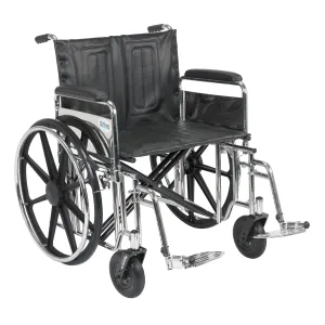 Drive Medical std24dfa-sf Sentra Extra Heavy Duty Wheelchair, Detachable Full Arms, Swing away Footrests, 24" Seat