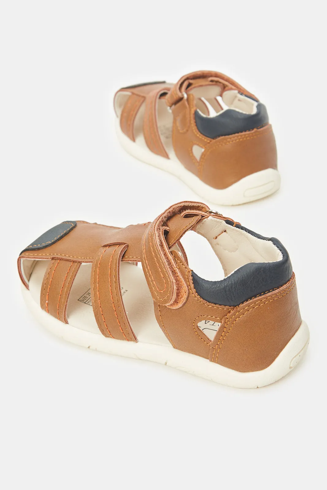 Infant Boys Brown Velcro Sandals