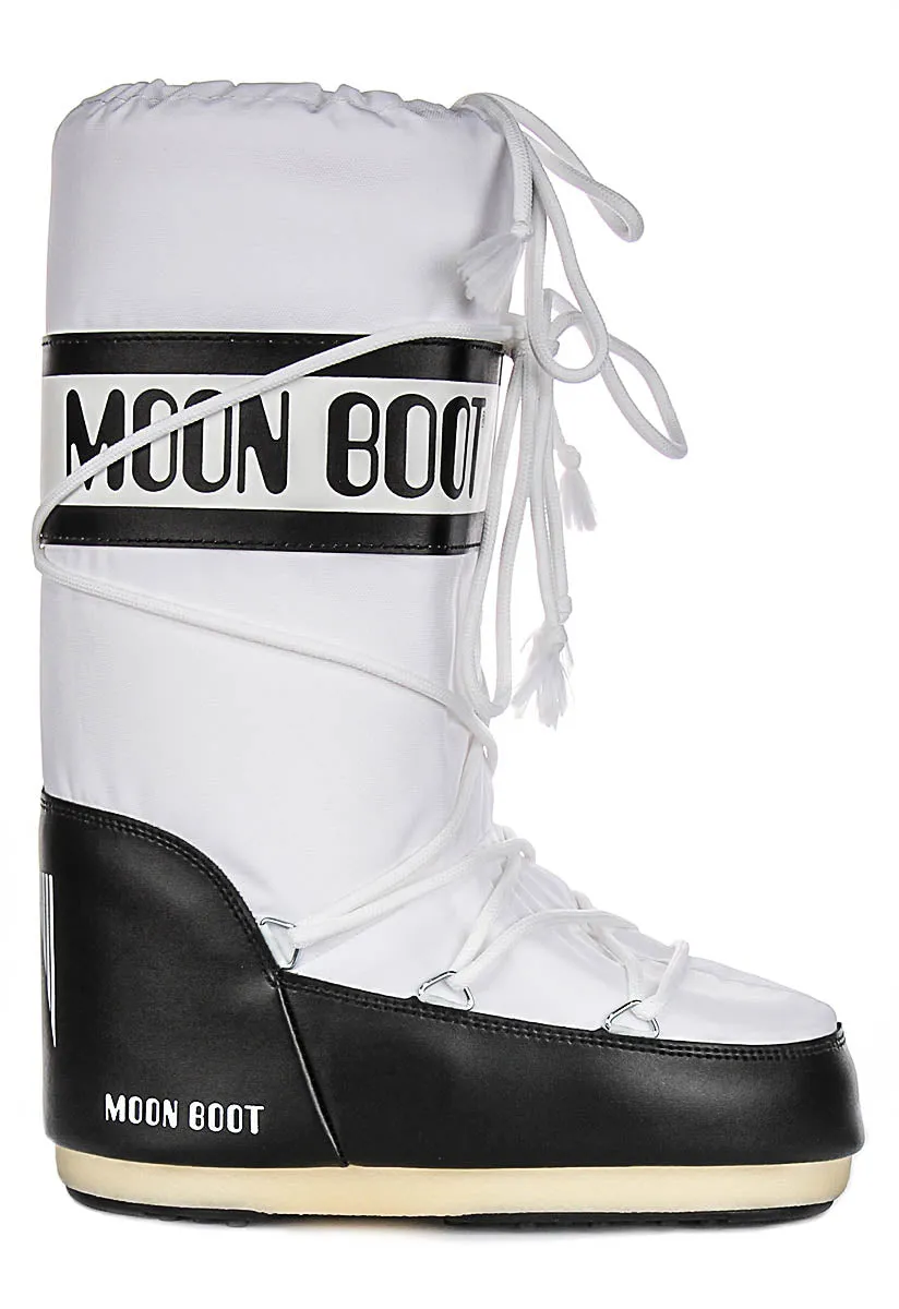 Moon Boot Icon Nylon In White Black For Women