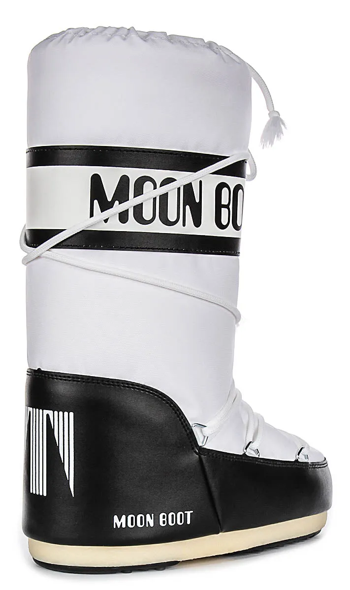 Moon Boot Icon Nylon In White Black For Women