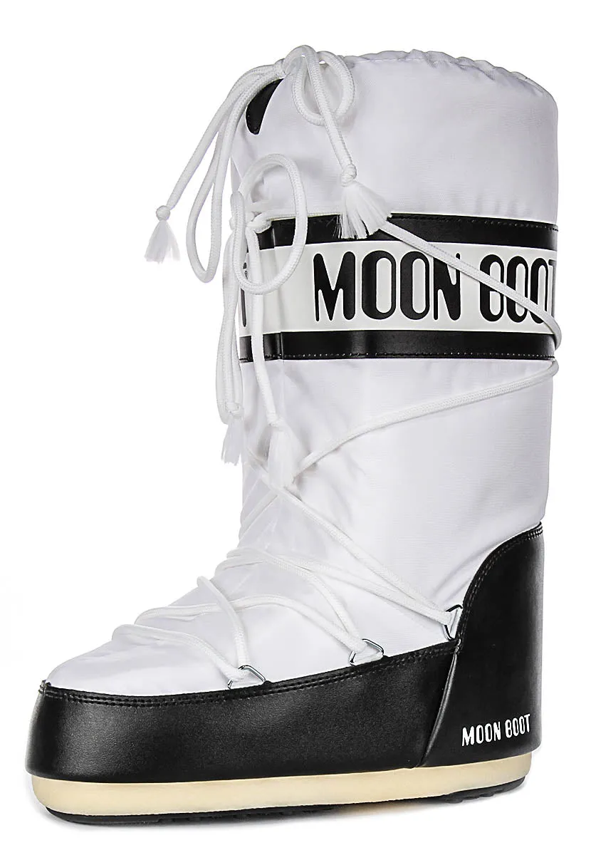 Moon Boot Icon Nylon In White Black For Women