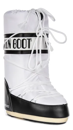 Moon Boot Icon Nylon In White Black For Women