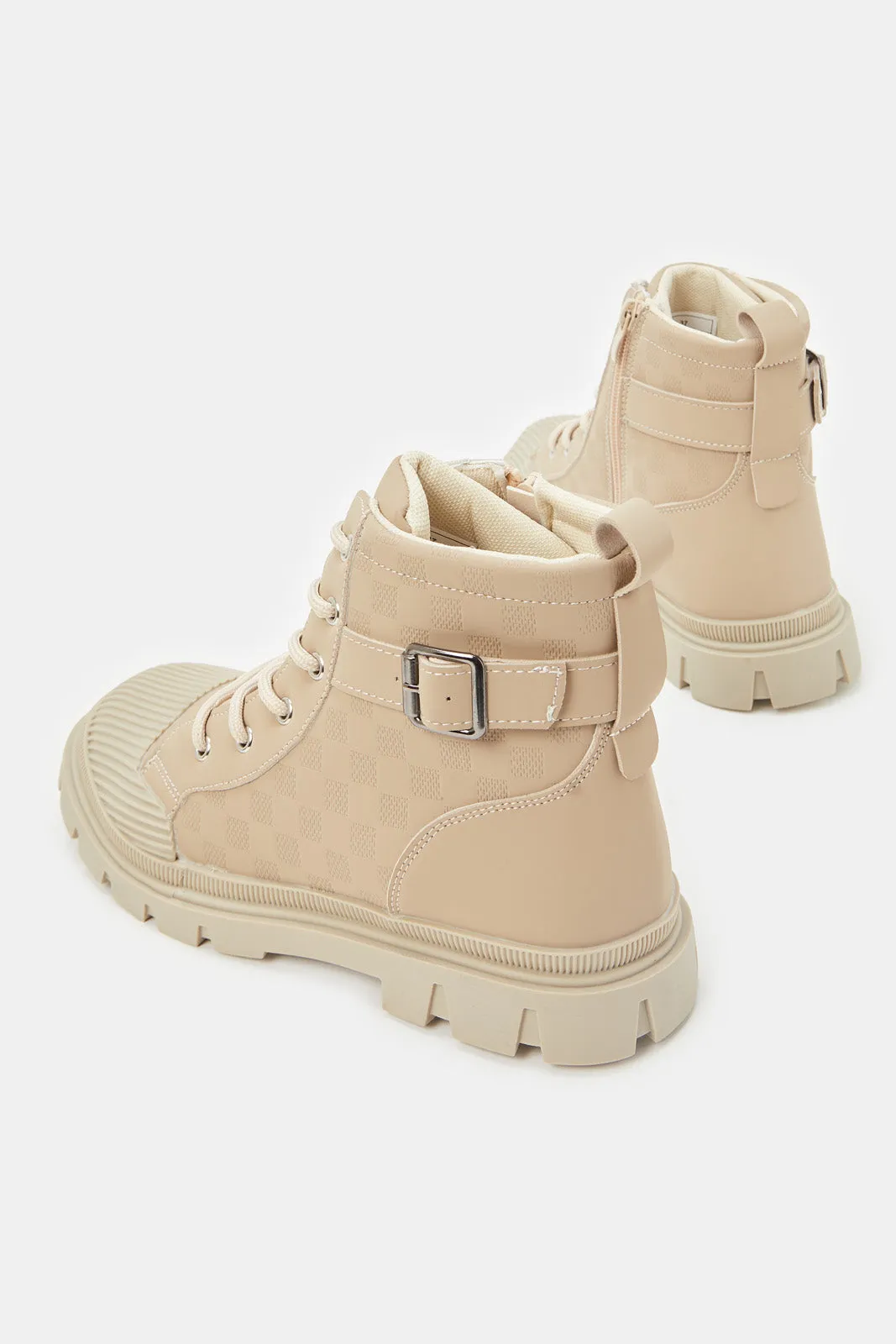 Senior Girls Beige Chunky High-Top