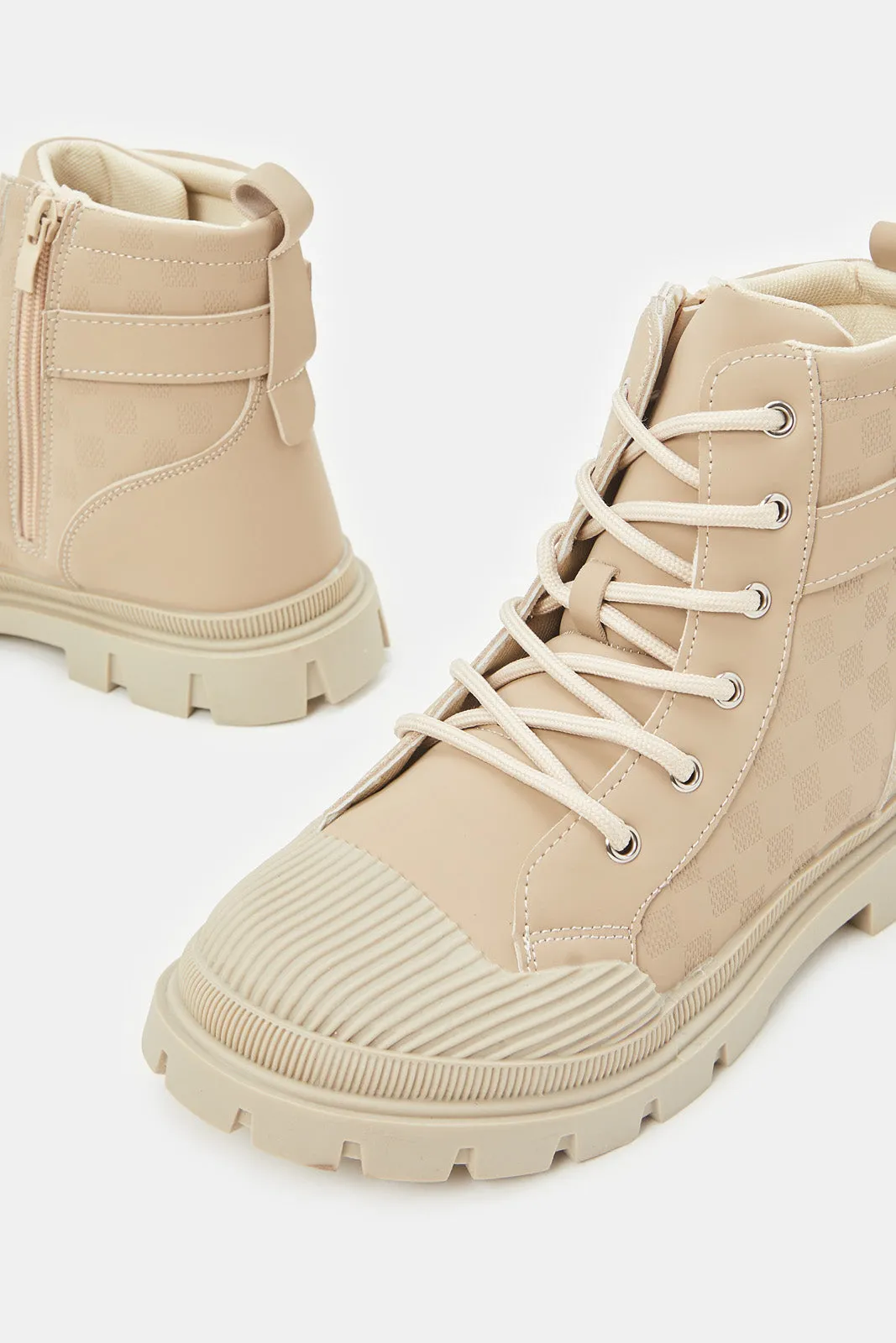 Senior Girls Beige Chunky High-Top