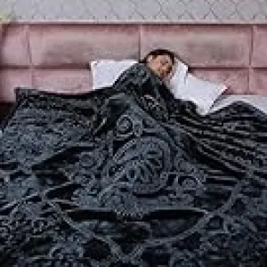 TEEJA Mink Floral Embossed Super Soft Heavy Bed Velvet for Winter Blanket Quilt Rajai (Gray, Single Bed)