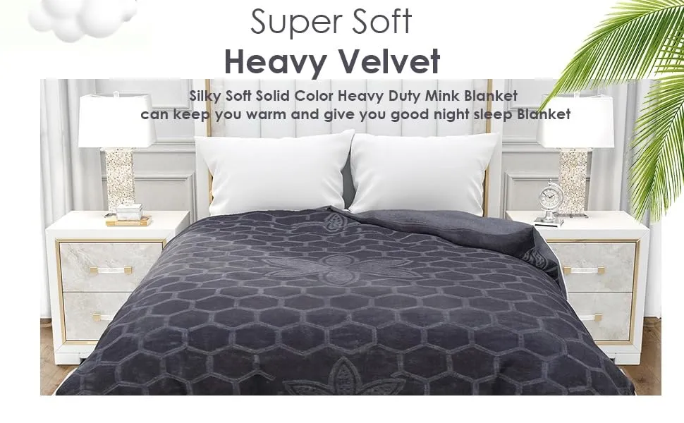 TEEJA Mink Floral Embossed Super Soft Heavy Bed Velvet for Winter Blanket Quilt Rajai (Gray, Single Bed)