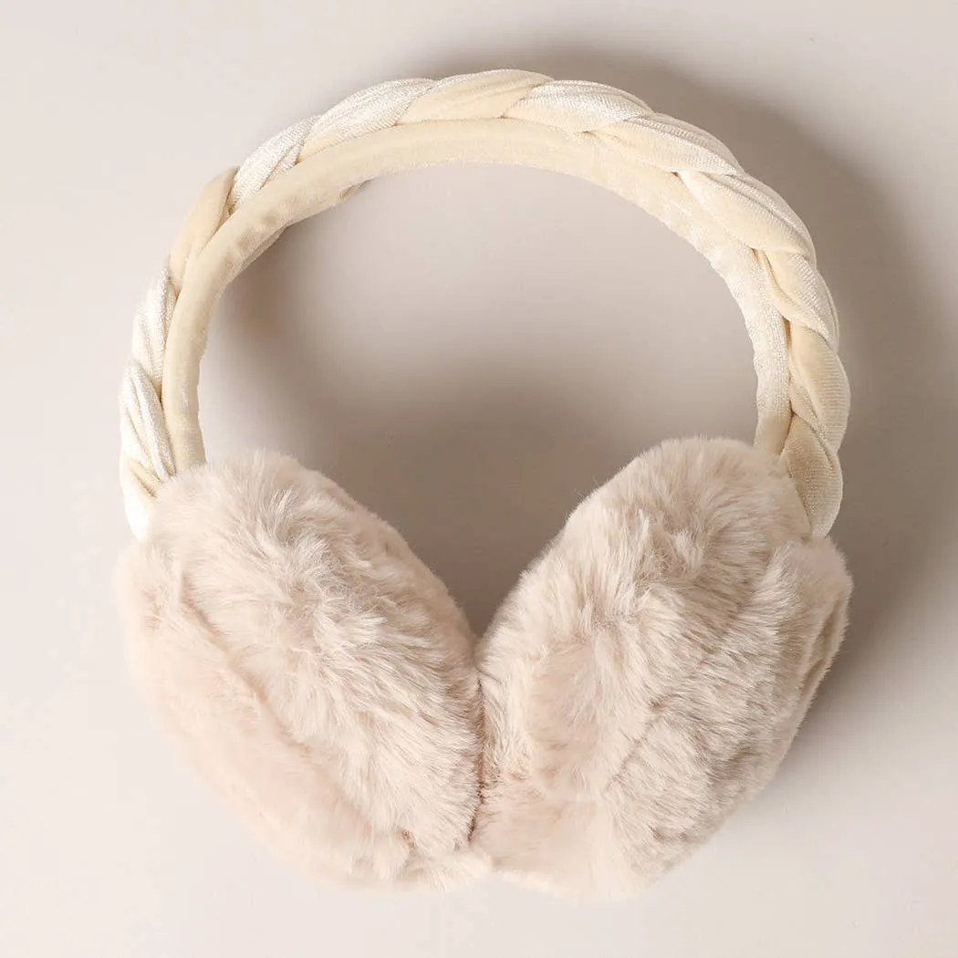 Velvet Braided Faux Fur Fuzzy Earmuffs