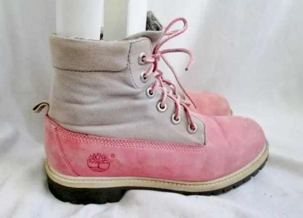 Youth Girls TIMBERLAND 16949 Hiking Trekking Boot Suede Leather Shoe PINK 4.5